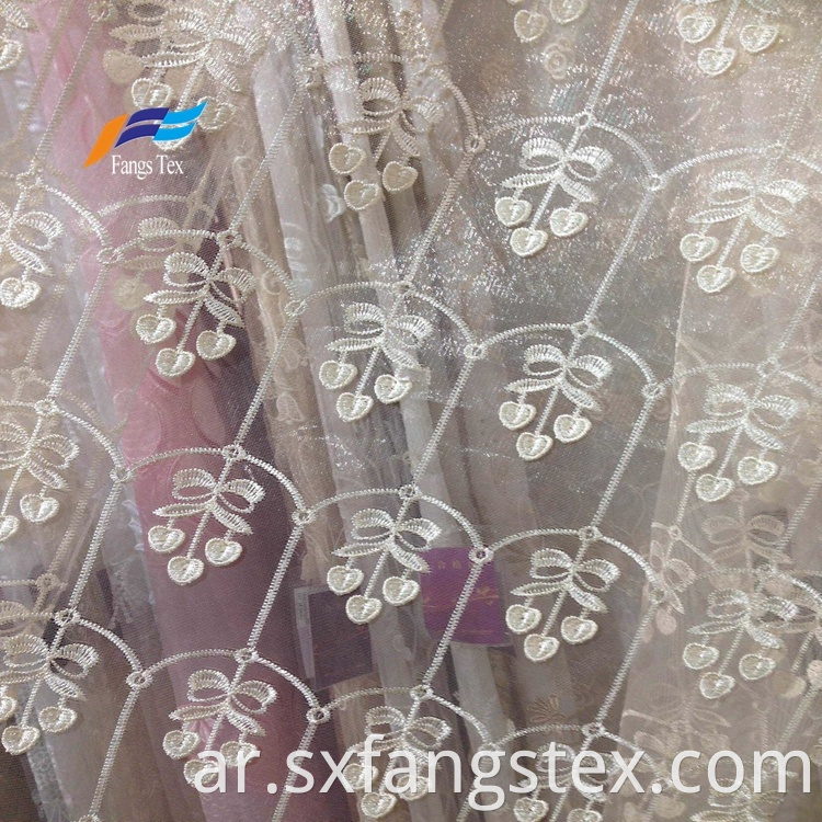 Fancy Embroideted Sheer Voile Window Curtain Fabric 1
